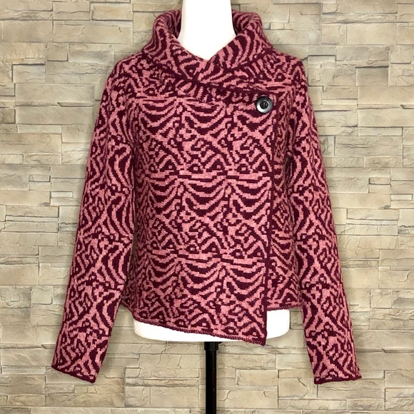 Susan Bristol Sweaters - Susan Bristol plum and pink motif cardigan